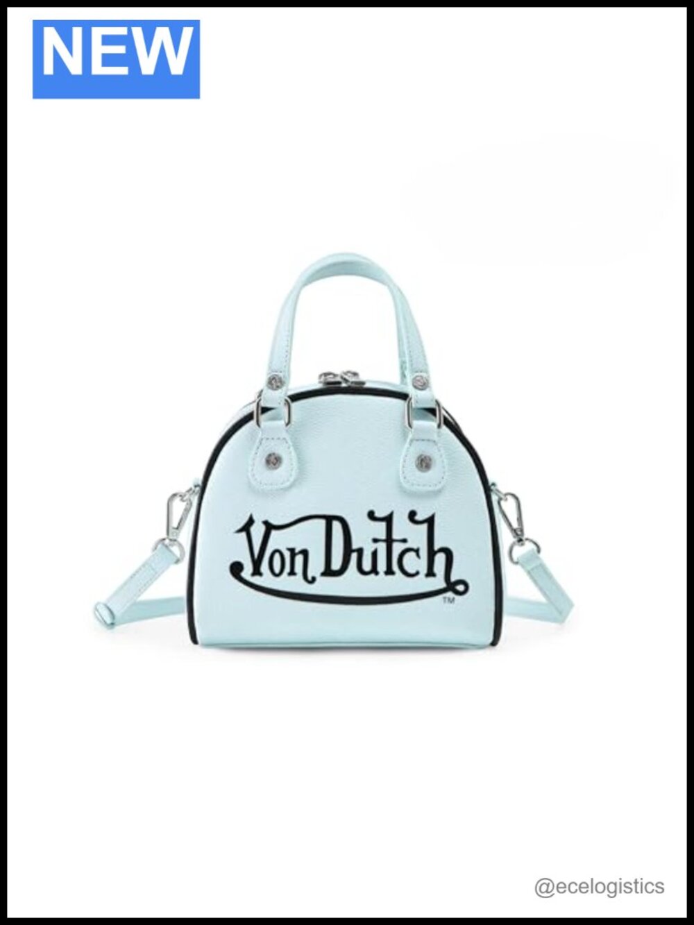 Vegan Leather Mini Bowling Bag Crossbody with Top Handles